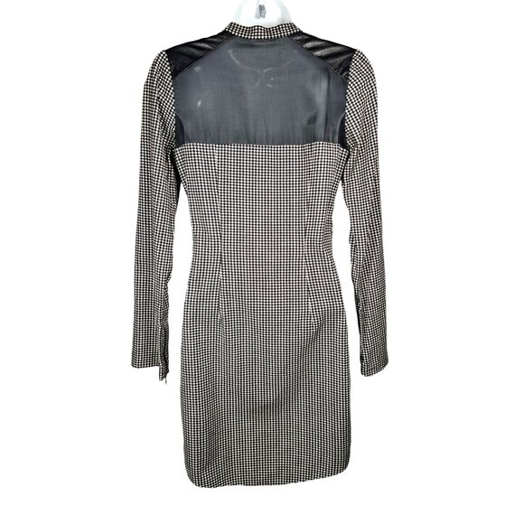Jonathan Simkhai Houndstooth Corduroy Mini Dress Zipper Mesh Panels Black XS - Picture 10 of 16